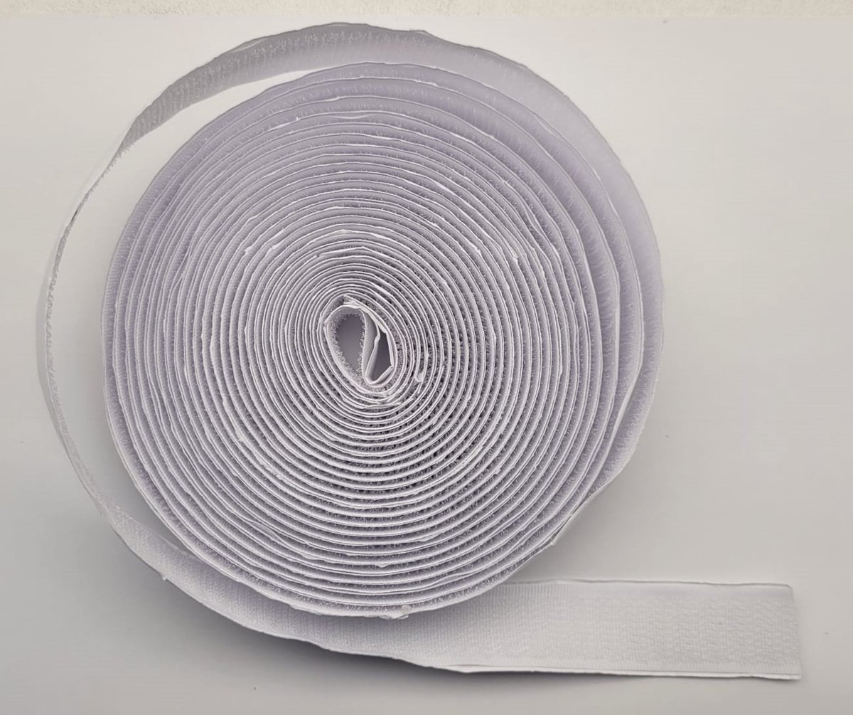 Ki-tec - Klittenband - Velcro - 1 x 7 Meter - Alleen Haakband - Wit - Speciaal voor XL Vliegengordijnen - 20 mm Breed - Extra Sterk - Zelfklevend