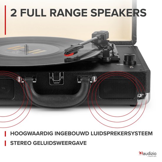 Retro platenspeler met speakers - Audizio RP114BK - Model 2025 - met PC software - Zwart — afbeelding 4