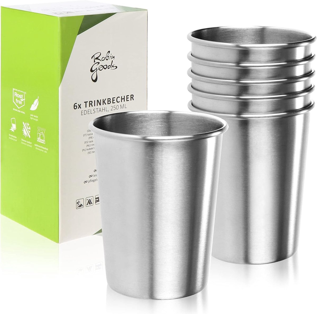 8 stuks roestvrijstalen bekers, 260 ml roestvrijstalen bekers, campingbeker, metalen beker zonder handvat, roestvrijstalen beker voor verjaardagen