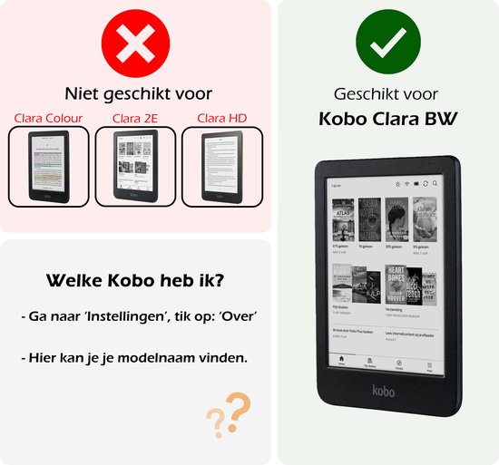 Étui adapté pour Kobo Clara BW Cover Book Case - Étui adapté pour Kobo Clara BW Case Book Cover - Zwart