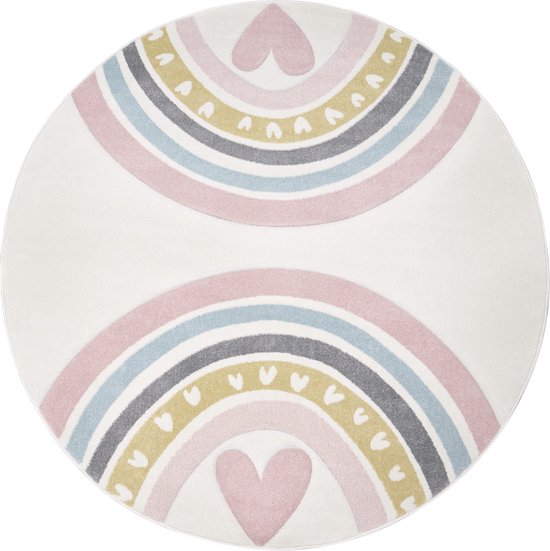 Kindervloerkleed blokken Lovely Stars - roze/crème
