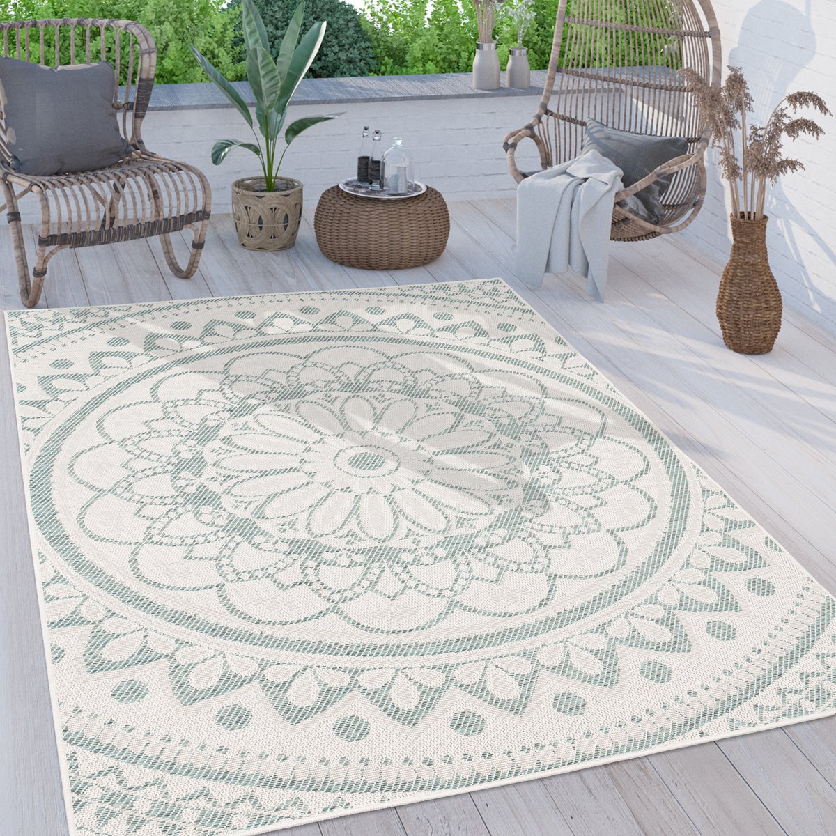 Paco Home Buiten Vloerkleed Tapijt Voor Binnen En Buiten Balkon Terras Oosters Marokkaans 120x160 cm