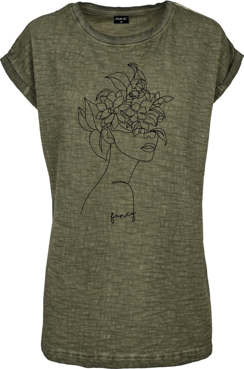 Mister Tee One Line Fruit Dames T-shirt XS Olijfgroen