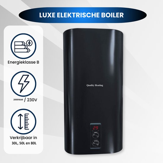 50 Liter Quality Heating dual elektrische boiler met digitale bediening - energieklasse B - energiezuinig