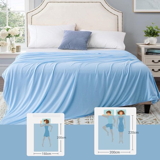 150 x 200 cm koeldeken tegen nachtelijk zweten - zomerse koele vezeldeken voor volwassene kind - luchtdoorlatend comfortabel - tweepersoons blauw Cooling Blanket