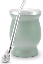 Bol.com Mate Theebekerset - roestvrij staal dubbelwandig isolerend design - groen Yerba Mate Cup aanbieding