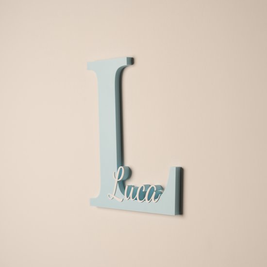MyNomini - Naambordje kinderkamer gepersonaliseerd met naam - Baby Blauw/Wit — afbeelding 2