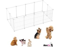 MaxxPet Kleine Dierenren - 140x70x35 cm - Moduleerbare Ren - Konijnenren - Wit