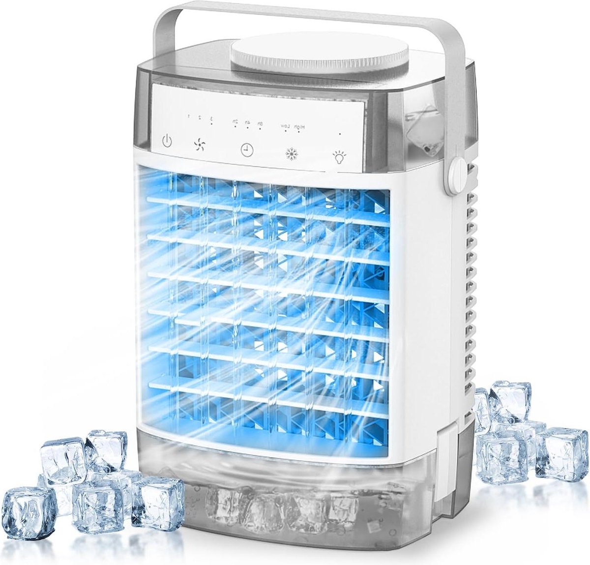 Mini-airconditioning met spray en 7 kleuren ademend licht USB draagbare mobiele airconditioner met 1 liter tank voor thuis kantoor reizen camping Luchtkoeler met waterkoeling verdampingskoeling Luchtkoeler