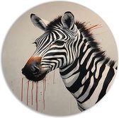 Zebra wandbord - Dieren wandschalen - Wandcirkels Bloed - Vintage schilderij - Schilderij - Kunst aan de muur muurcirkel aluminium 70x70 cm