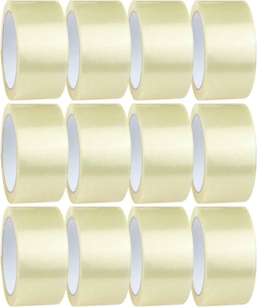 12 rollen 48mm x 66m transparante verpakkingstape voor pakketten en dozen - sterke veilige kleefafdichting - langdurige opslag