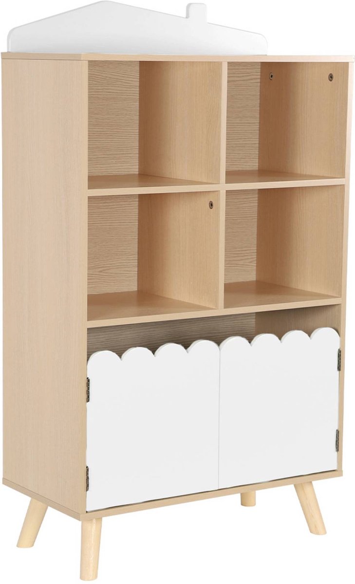 sweeek - Kinderboekenkast, 2 deuren en 4 planken - azur