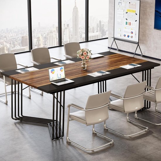 Tribesigns 200 cm Dubbel Bureau, Extra Lang Computerbureau met Planken