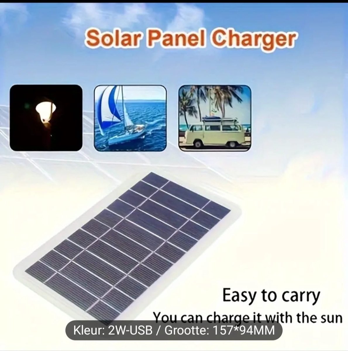 K&R Ventures® Draagbaar Zonnepaneel – Waterdichte Solar Oplader met USB – Zonne-energie Powerbank voor Telefoon, Tablet & Apparaten – Ideaal voor Kamperen, Reizen & Outdoor Gebruik – Compact & Efficiënt – foto 4