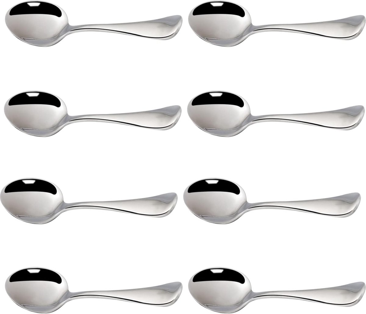 18 8 roestvrijstalen espressolepel 8 stuks 13 7 cm mini-koffielepels kleine lepel dessert- en theelepels (zilver)