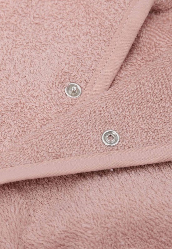 Tissu éponge rose avec fermeture à boutons-pression.