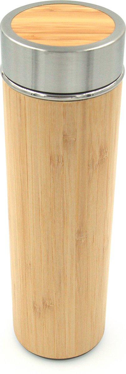 Geïsoleerde Thermosfles. Bamboe & RVS Thermosbeker/Thermoskan voor warme of koude dranken, 475ML