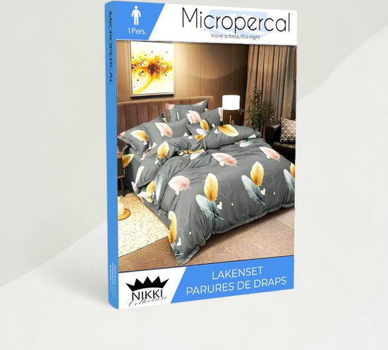 Parure de draps en micropercale - 2 personnes - Drap de dessus et drap de dessous - 4 pièces - Plume Dorée