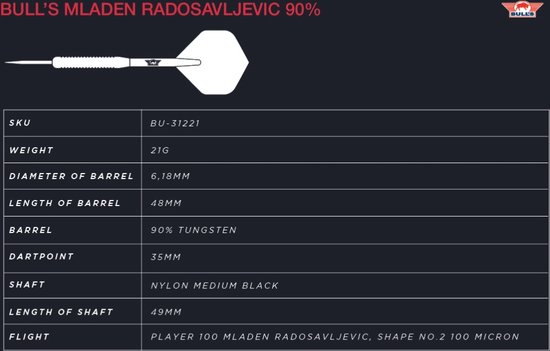 Bull's Mladen Radosavljevic 90% - Dartpijlen - 21 gram van Bull's — afbeelding 3