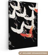 Canvas Schilderij voor Woonkamer - Japandi/Wabi Sabi Stijl - Kraanvogel - Gespannen op Houten Frame - Canvas schilderij - 20x30 cm