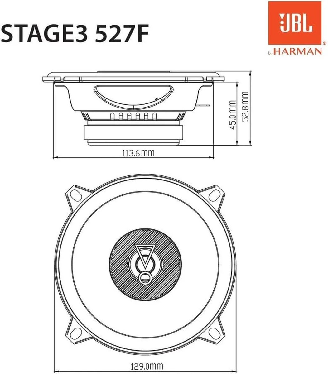 JBL Stage3 527F - Autospeakers - 5.25” Inch (130 mm) - 2-Weg Coaxiaal - 200 Watt- 2 Stuks - Zonder G – foto 5