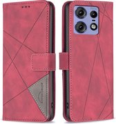 BINFEN Étui à Livre Géométrique - Convient pour Motorola Edge 50 Pro Case - Rouge