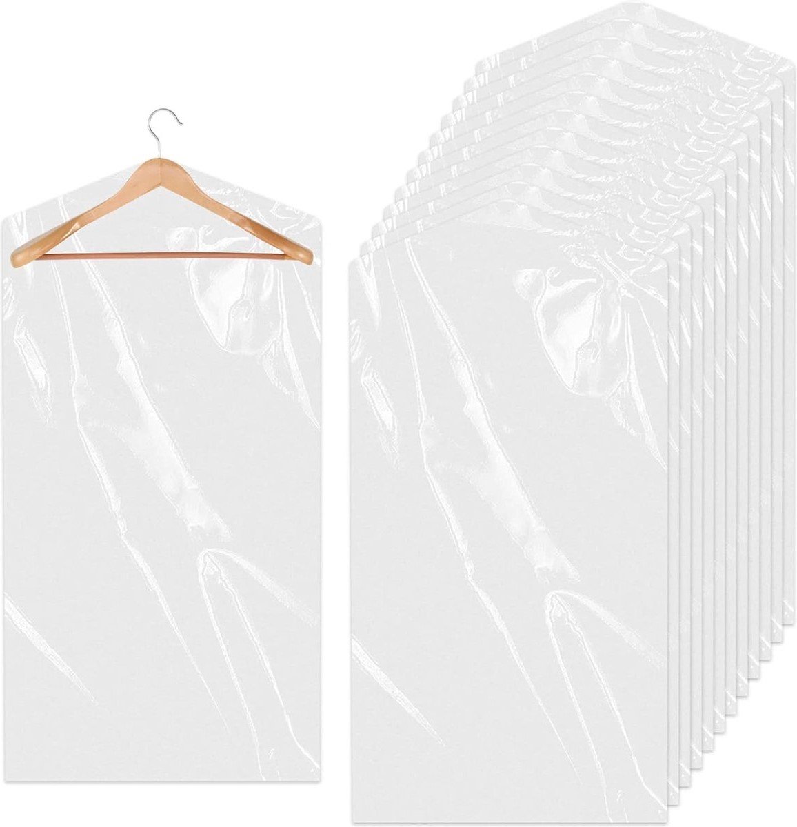 Ultiluxe® Kledingzakken 20 stuks - Transparant - 60 x 90 cm - Kledingbescherming - Hangende zakken voor kleding - Beschermende zakken voor kledingkast - Voor overhemden, shirts, pakken, colberts, blouses - Beschermhoes kleding - Opberghoes