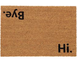 deurmat hi.bye - met tekst - 60 x 40 cm - kokos - antislip - binnen en buiten - natuur-zwart
