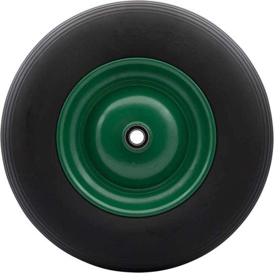 Topgear Anti Lek Kruiwagenwiel 4.80/4.00-8 - Massief Zwart Rubberen Wiel - Groen Stalen Velg van Topgear — afbeelding 5