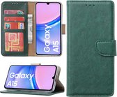 Hoesje geschikt voor Samsung Galaxy A15 bookcase met pasjeshouder - Groen