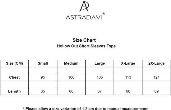 ASTRADAVI Damesmode - Top - Mooie Uitgeholde Jacquard Shirt - Zwart / 2X-Large