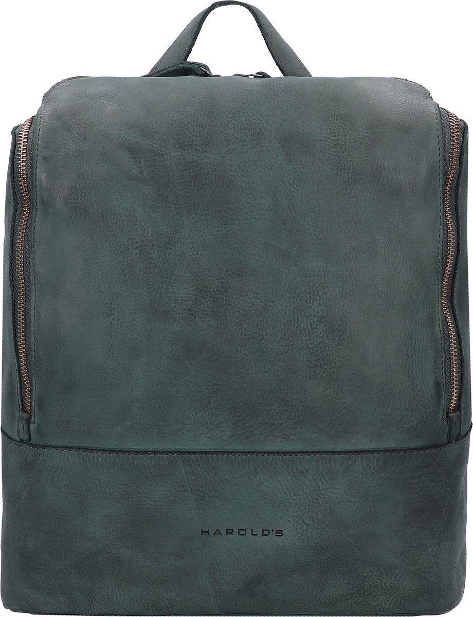 HAROLD'S Leren Laptop rugzak Rugzak met laptopvak Submarine Notebook Backpack Green Donkergroen