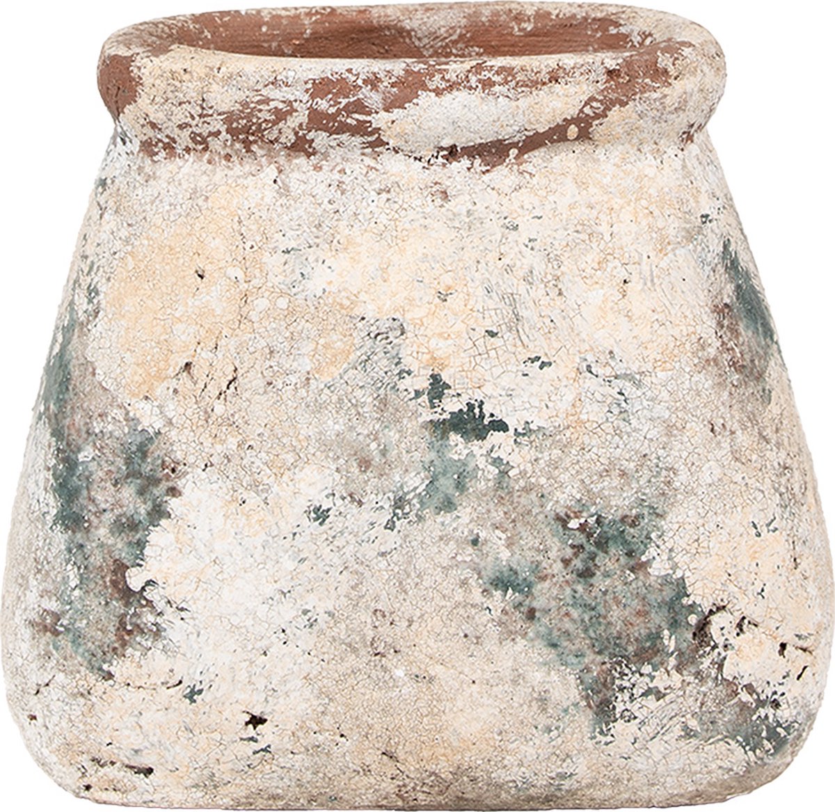 Clayre & Eef Bloempot 22x15x19 cm Beige Groen Terracotta