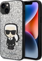 Karl Lagerfeld, Hardcase Geschikt voor Apple Geschikt voor Apple iPhone 14 Plus Glittervlokken Ikonik, Zilveren