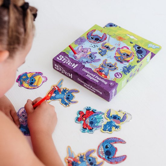 Kit DIY Diamant Stitch Disney - 6 Aimants Et 800 Strass - Activité Enfant Créative