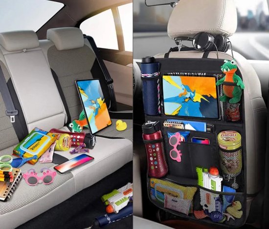 Repus - Multifunctionele Auto Achterbank Organizer - 1 Stuk - Auto organizer met tablet houder - Car Musthave - Auto Opbergzak - Organizer - Reizen - Roadtrip - Auto Weekendje weg - Handy - 41x61cm - Zwart