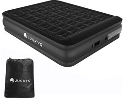 Juskys Zelfopblaasbaar Luchtbed Sapri L - Zwart - 197 x 154 x 45 cm - Incl. Opbergtas