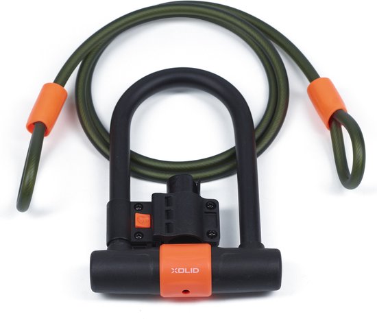 Xolid Fietsslot of scooter slot - 18x24 cm - donkergroen - kabelslot - beugelslot - met extra kabel - bromfiets van XO — afbeelding 2