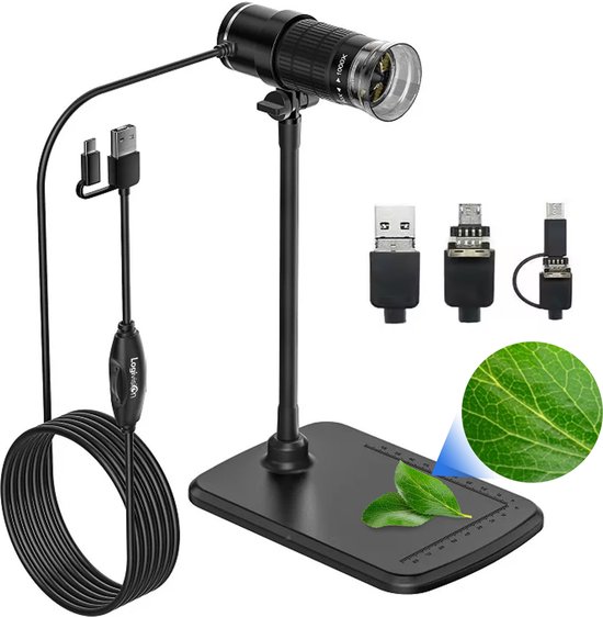Logivision P12 Microscoop - 1500X Vergroting - Microscoop voor Kinderen/Volwassenen - Microscope - Verbinden met Telefoon/Computer