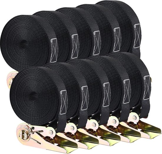 Kshineni Sjorbanden, 4 stuks Spanbanden met Ratel, Sjorbanden met Kliksluiting 6 m x 2,5 cm voor Kshineni Sjorbanden, 4 stuks Spanbanden met Ratel, Sjorbanden met Kliksluiting 6 m x 2,5 cm voor