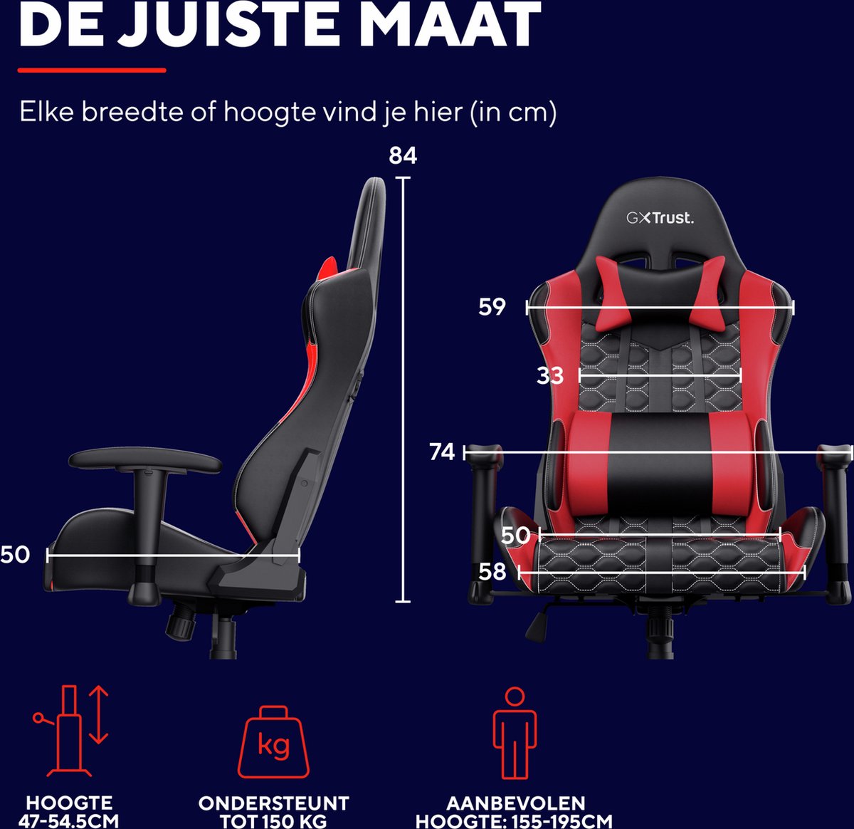 Trust GXT 708 Resto Gaming Stoel Zwart/Rood - afbeelding 2
