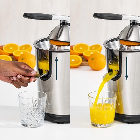 Master Juicer Pro 201860 - citruspers met roestvrijstalen kegel en krachtige motor - professionele hendelarm - 300 W - pulpfilter - antidruppelsysteem — afbeelding 4