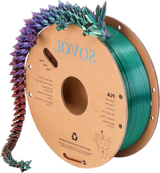 Foto: Tri color 1 75 mm silk pla filament 1 kg 2 2lbs brons paars groen glanzend 0 03 mm