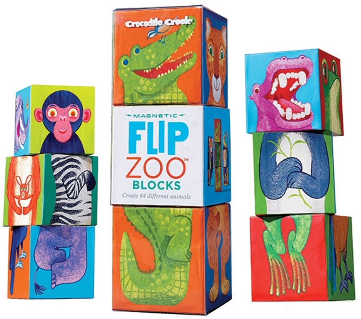 Crocodile Creek blokpuzzel Magnetic Blocks/Rainforest Animals - 3 blokken