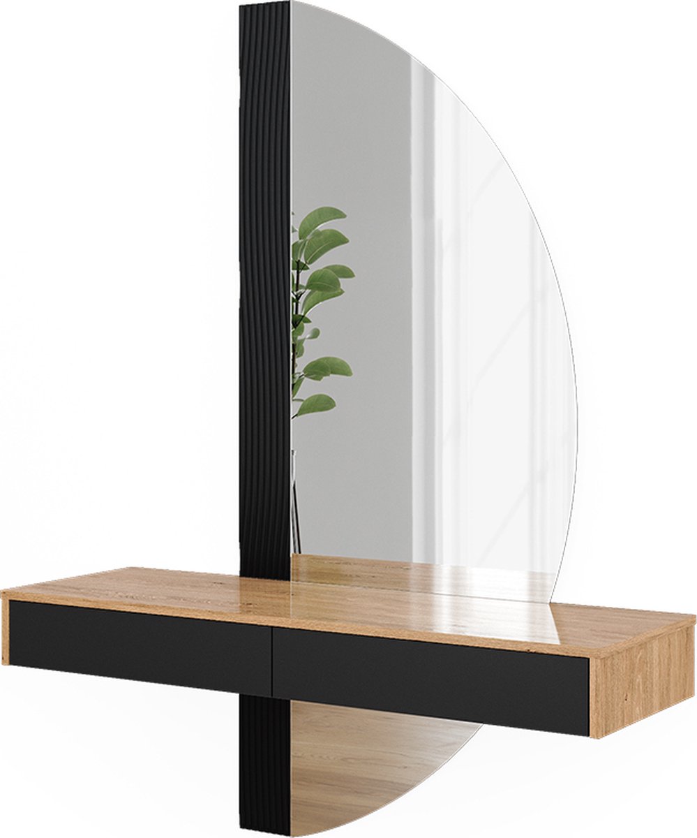 Vicco Kaptafel Melisa, Zwart, 120 cm met LED-spiegel