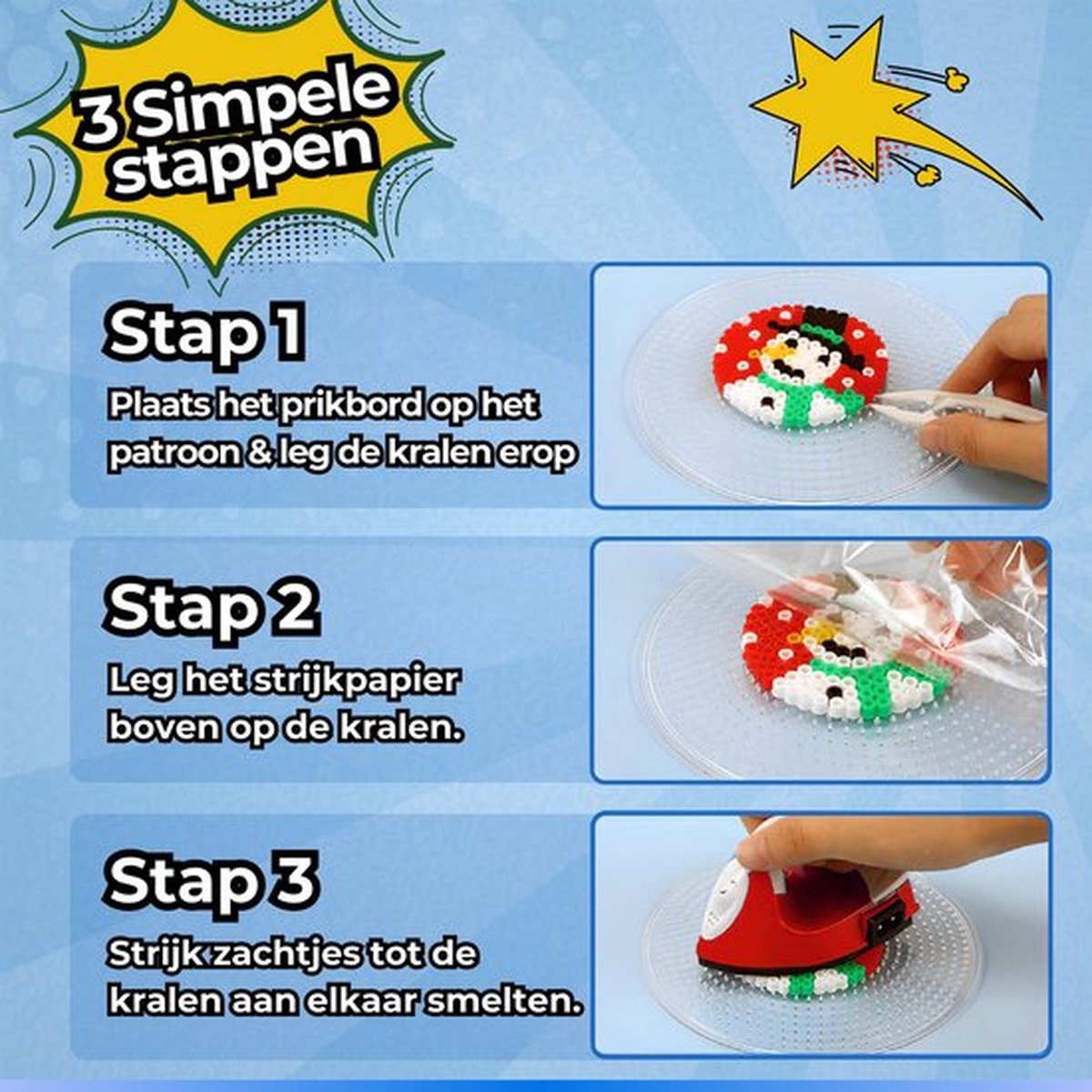 CosmoToys® Strijkkralen - Incl. Grondplaten & Voorbeeldenboekje - Creatief Speelgoed - Knutselkoffer - Speelgoed 5 Jaar - 23.000 Stuks - 23 Kleuren — afbeelding 2