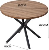 Bol.com Amalee - Ronde eettafel - 100 cm - Hout - 4 personen - Kleine woonkamer of keuken - Massief hout - Zwarte metalen poten - aanbieding