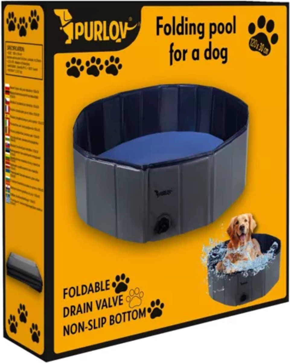 Purlov Groot Opvouwbaar Hondenzwembad 120 x 30 cm met Anti-slip Bodem thumbnail 3