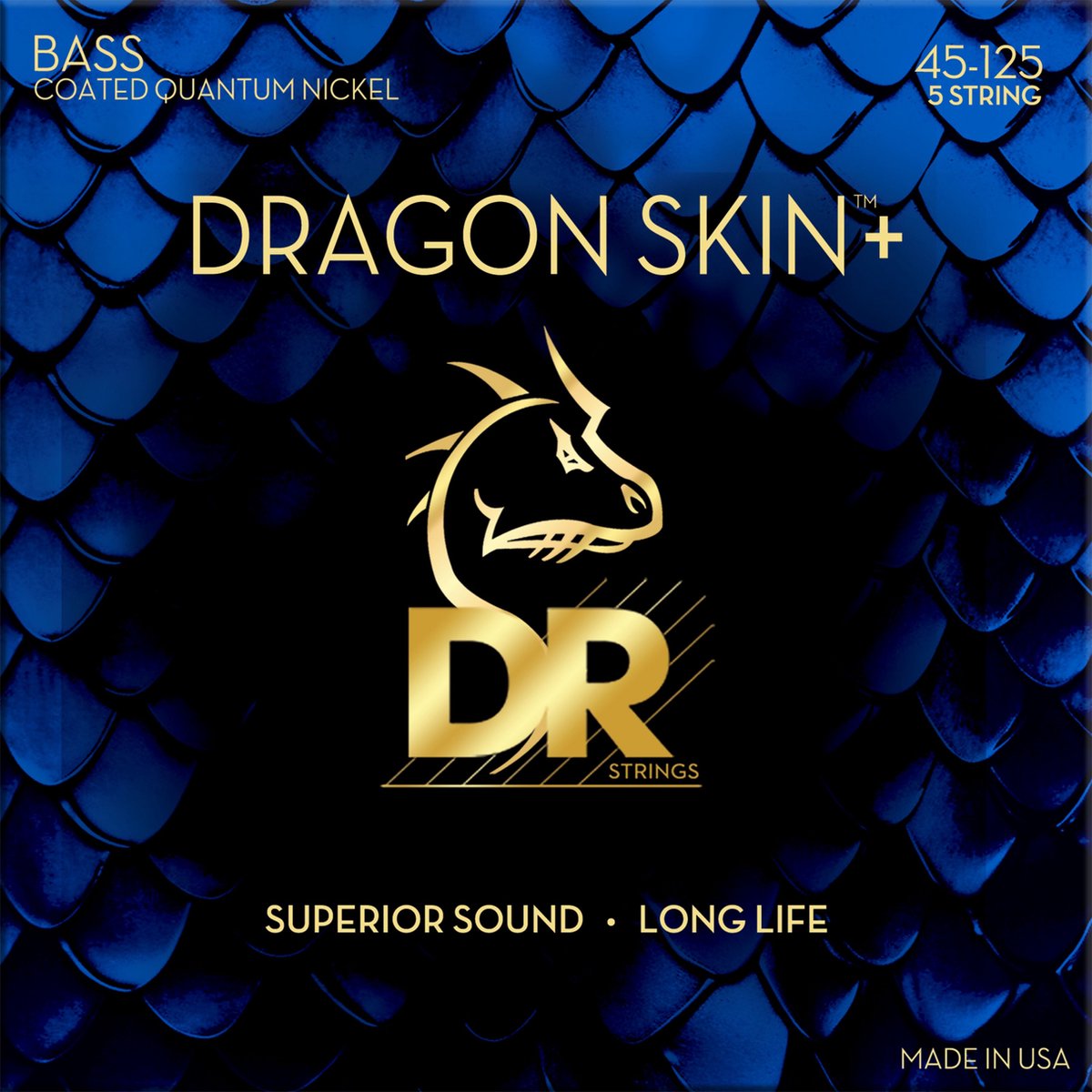 DR DBQ5-45 Dragon Skin+ Quantum Nickel Bass Guitar Strings 45-125 - Snarenset voor 5-string basgitaar