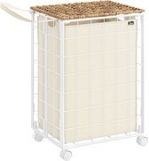 Rootz Laundry Basket with Wheels - Hamper - Clothes Storage Bin - Steel Frame - Oxford Fabric - Portable - 46cm x 33cm x 65cm